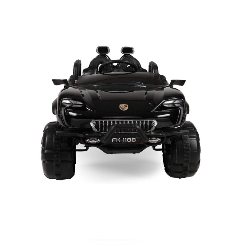 Letzride Max-DX Ride on Monster Truck Jeep for Kids- The Electric Rechargeable Big Wheeler Jeep with Colored Alloys, Music, Led Lights and Swing| Battery Car for 2 to 8 Years Kid - Black