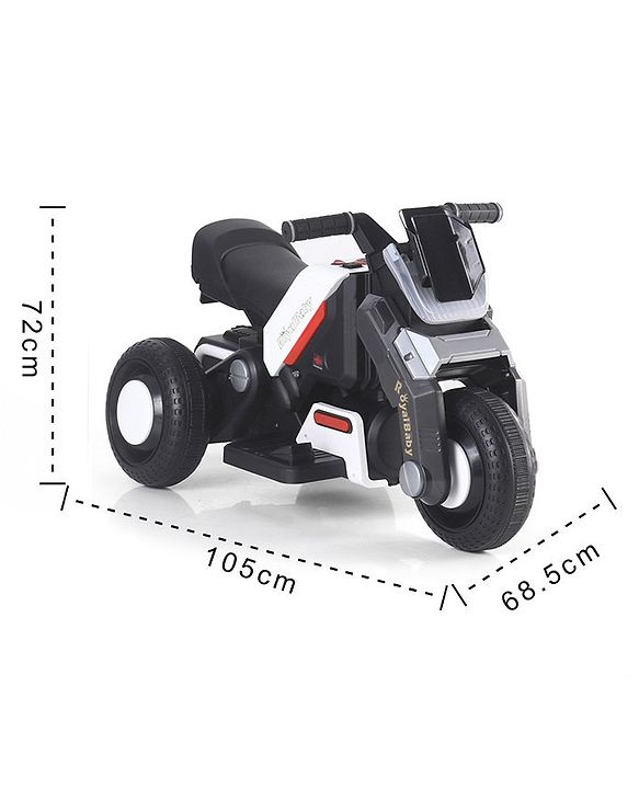 Kids Electric Ride-On Bike, 6V Battery Powered, with LED Lights and Music Player, Ages 1-4 Years, Grey