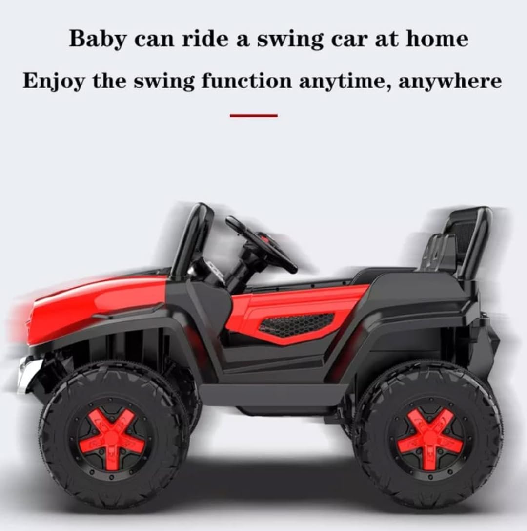 Letzride 2288 Battery Operated Ride on Jeep for Kids with Music, Lights and Swing- Electric Remote Control Ride on Jeep for Children to Drive of Age 1 to 6 Years-Matelic Red