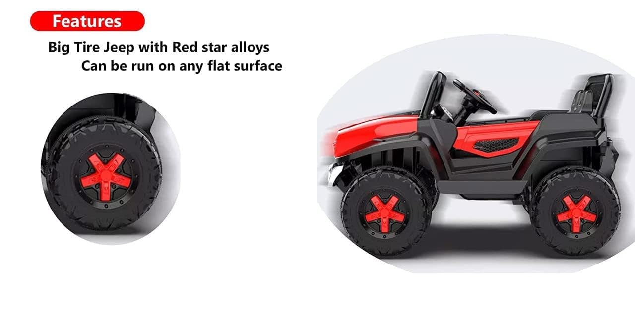 Letzride 2288 Battery Operated Ride on Jeep for Kids with Music, Lights and Swing- Electric Remote Control Ride on Jeep for Children to Drive of Age 1 to 6 Years-Matelic Red