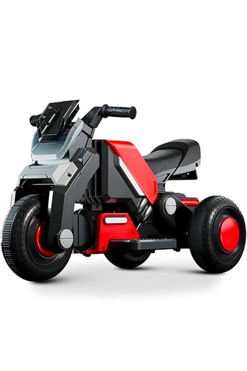 Kids' Electric Ride-On Bike, 6V, 6.5 Ah Battery, Music Player, LED Light, Ages 1-4 Years, Red