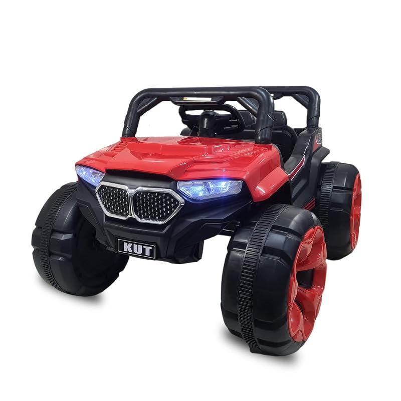 Letzride KV695 Big Wheeler Battery Operated Jeep for Kids- The Electric Ride on Car with 2x6v Batteries, Music System Swing and Remote Jeep for 2 to 4 Years Children to Drive (Red)