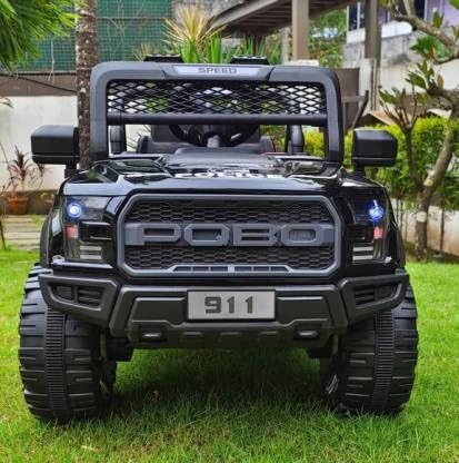Letzride Battery Operated 4x4 Big Size Jeep 12V Battery Jeep Battery Operated Ride On - Black