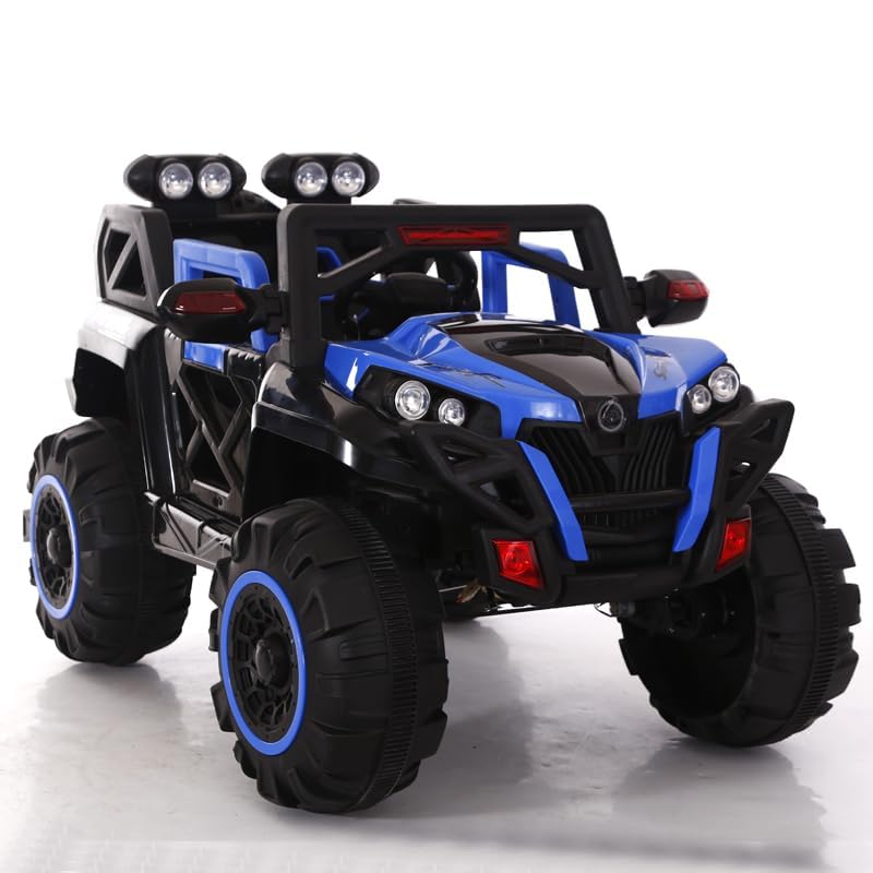 Letzride KV695 Big Wheeler Battery Operated Jeep for Kids- The Electric Ride on Car with 2x6v Batteries, Music System Swing and Remote Jeep for 2 to 4 Years Children to Drive (Blue)