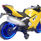 Battery Operated Electric Sports Ride on Battery Bike for 1 to 6 Years Kids/Boys/Girls with 12V Battery Operated/Music System/Working Lights/Training Wheels-Yellow