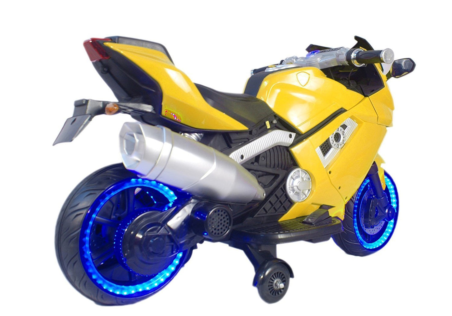 Battery Operated Electric Sports Ride on Battery Bike for 1 to 6 Years Kids/Boys/Girls with 12V Battery Operated/Music System/Working Lights/Training Wheels-Yellow