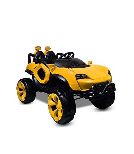 Letzride Max-D Ride on Monster Truck Jeep for Kids- The Electric Rechargeable Big Wheeler Jeep with Colored Alloys, Music, Led Lights and Swing| Battery Car for 2 to 8 Years Kid (Yellow)