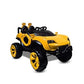 Battery Operated Car For Kids| Max-DX Ride on Monster Truck Jeep for Kids- The Electric Rechargeable Big Wheeler Jeep with Colored Alloys, Music, Led Lights and Swing| Battery Car for 2 to 8 Years Kid - Yellow