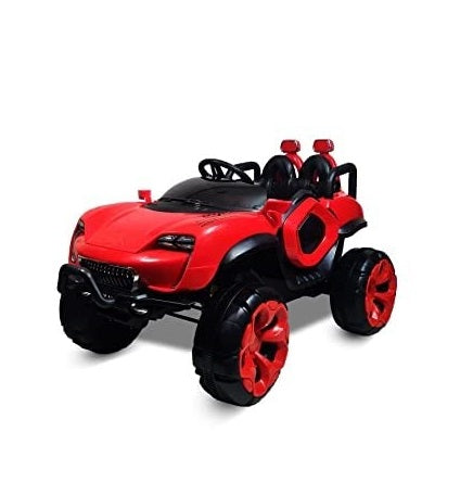 Letzride Max-D Ride on Monster Truck Jeep for Kids- The Electric Rechargeable Big Wheeler Jeep with Colored Alloys, Music, Led Lights and Swing| Battery Car for 2 to 8 Years Kid (Red)