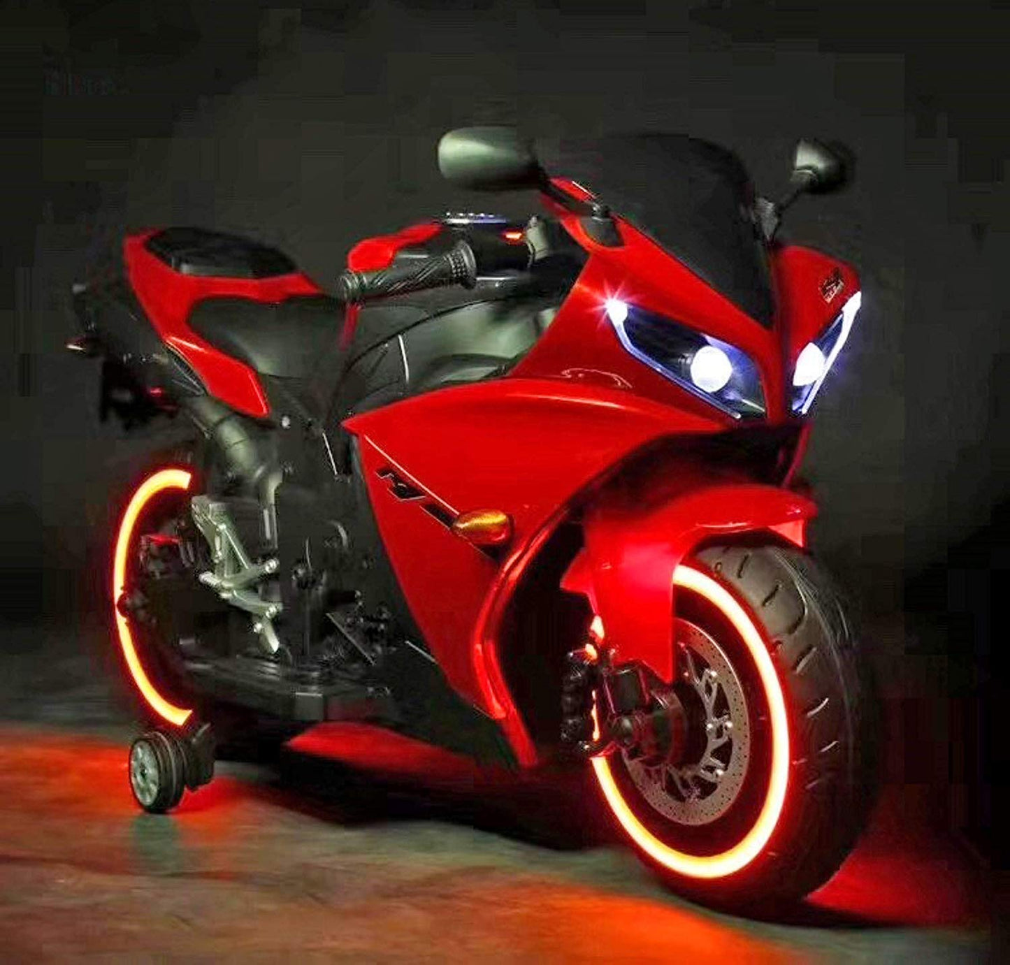 Battery Operated Car For Kids |Yamaha  R1  Electric Sports Bike for Kids | R1 Bike with Operated,Music System,Working Lights,Training Wheels - Red For 2 to 6 Year