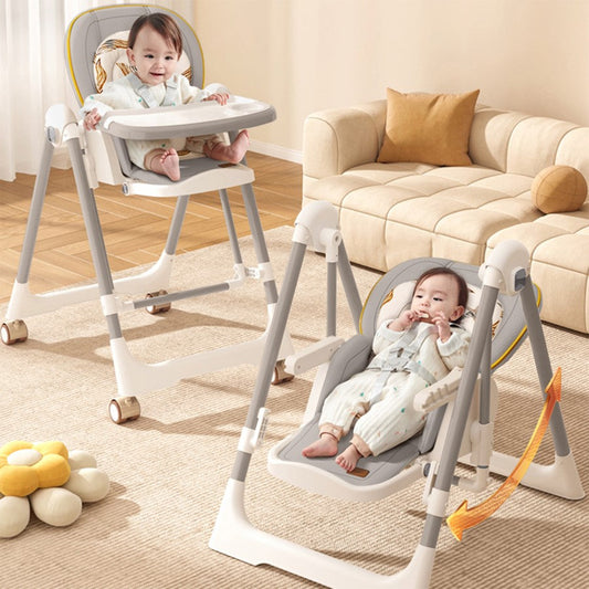 Baby Swing with 5-in-1 Functions, 4-Level Recline, 5-Point Safety Belt, Foldable Design