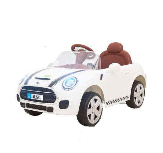 Battery Operated Car For Kids | Rechargeable Ride On Mini Cooper Car (White) 1 to 4 Year Kids