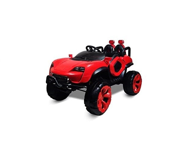 Letzride Max-D Ride on Monster Truck Jeep for Kids- The Electric Rechargeable Big Wheeler Jeep with Colored Alloys, Music, Led Lights and Swing| Battery Car for 2 to 8 Years Kid (Red)