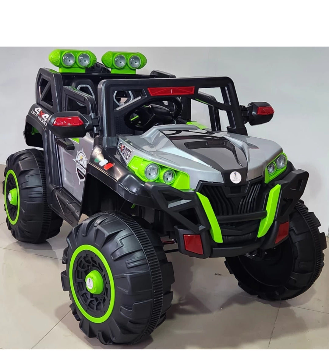 Battery Operated 4x4 Big Size 12V Battery Ride On Truck, Jeep for Kids Drive 2 to 10 Years | Motor for Steering | Remote Control | Suspensions | Jumbo Driving Car