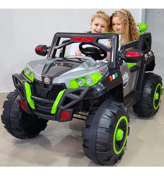 Battery Operated 4x4 Big Size 12V Battery Ride On Truck, Jeep for Kids Drive 2 to 10 Years | Motor for Steering | Remote Control | Suspensions | Jumbo Driving Car