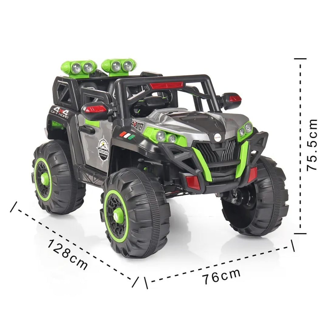 Battery Operated 4x4 Big Size 12V Battery Ride On Truck, Jeep for Kids Drive 2 to 10 Years | Motor for Steering | Remote Control | Suspensions | Jumbo Driving Car