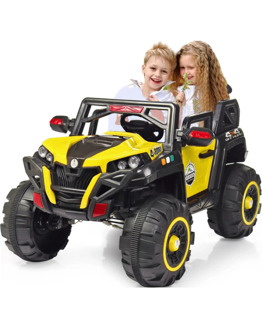 Battery Operated 4x4 Big Size 12V Battery Ride On Truck, Jeep for Kids Drive 2 to 10 Years | Motor for Steering | Remote Control | Suspensions | Jumbo Driving Car